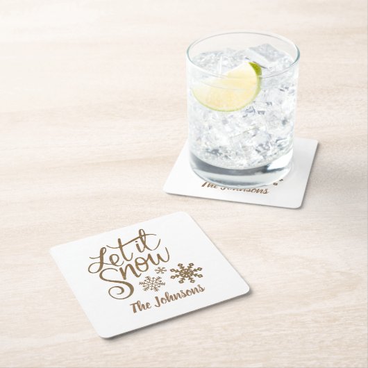 雪の紙パーソナライズされたクリスマスのコースター スクエアペーパーコースター (インサイチュ)