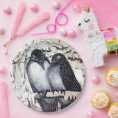 雪の紙皿の冬の恋愛の鳥たち ペーパープレート (パーティー)