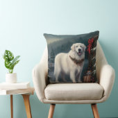 雪の素晴らしクリスマスにピレネーの犬 クッション (椅子)