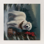 雪の素晴らしクリスマスにピレネーの犬 ジグソーパズル (横)