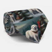 雪の素晴らしクリスマスにピレネーの犬 ネクタイ (ロール)