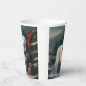 雪の素晴らしクリスマスにピレネーの犬 紙コップ (右)