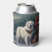 雪の素晴らしクリスマスにピレネーの犬 缶クーラー (缶裏面)