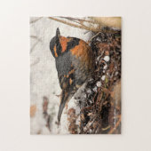 雪の素晴らし中で多様なツグミのソングバード ジグソーパズル (縦)