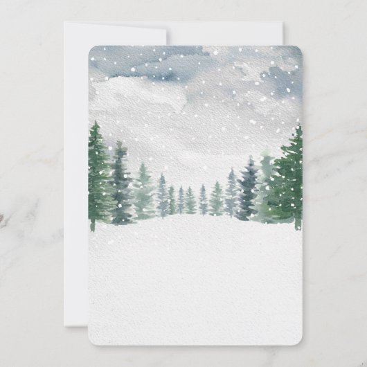 雪の素朴クリスマスツリーのクリスマスパーティー 招待状 (裏面)