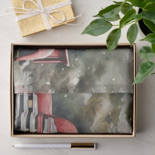 雪の素朴多いクリスマスツリーを持つ赤トラック 薄葉紙 (ギフト)