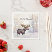 雪の素朴多い森のクリスマスにムース スタンダードカクテルナプキン (インサイチュ)