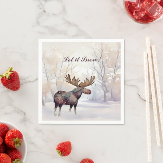 雪の素朴多い森のクリスマスにムース スタンダードカクテルナプキン (インサイチュ)