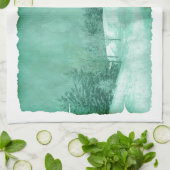 雪の素朴常緑の冬のシーンのパーチグリーン キッチンタオル (折り畳み)