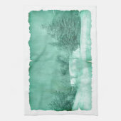 雪の素朴常緑の冬のシーンのパーチグリーン キッチンタオル (縦)
