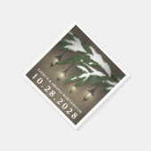 雪の素朴常緑ランタン結婚のナプキン スタンダードカクテルナプキン (角)