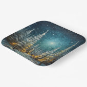 雪の素朴覆われた道路メリークリスマス ペーパープレート (傾斜あり)