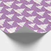 雪の紫とピンクのクリスマス ラッピングペーパー (角)