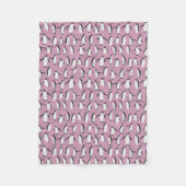 雪の紫に冬のペンギンの模様 フリースブランケット (正面)