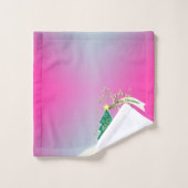 雪の紫のクリスマスツリーのシーンタオル バスタオルセット (ウォッシュタオル)