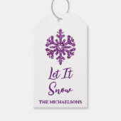 雪の紫の雪の結晶 ギフトタグ (正面)