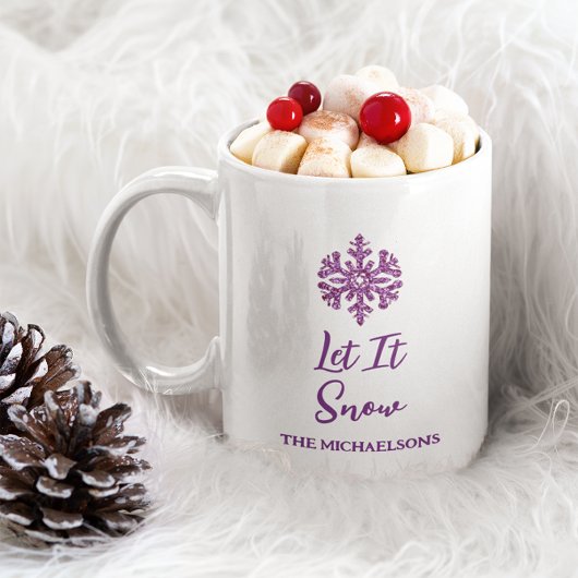 雪の紫の雪の結晶 コーヒーマグカップ