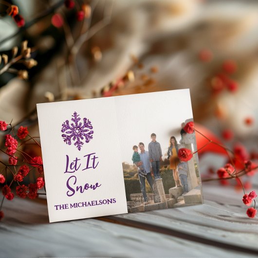 雪の紫の雪の結晶 シーズンカード