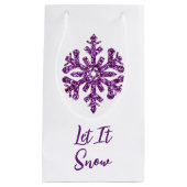 雪の紫の雪の結晶 スモールペーパーバッグ (正面)