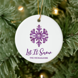 雪の紫の雪の結晶 セラミックオーナメント