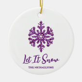 雪の紫の雪の結晶 セラミックオーナメント (正面)