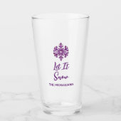 雪の紫の雪の結晶 タンブラーグラス (正面)