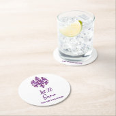 雪の紫の雪の結晶 ラウンドペーパーコースター (インサイチュ)