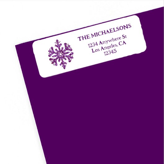 雪の紫の雪の結晶 ラベル