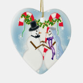 雪の結婚式の保存日付 セラミックオーナメント (右)