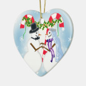 雪の結婚式の保存日付 セラミックオーナメント (左)