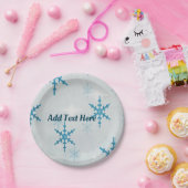 雪の結晶がきらきらと輝くクリスマス ペーパープレート (パーティー)