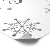 雪の結晶がやってくる ベビーシャワーのウェルカムサイン ポスター (角)