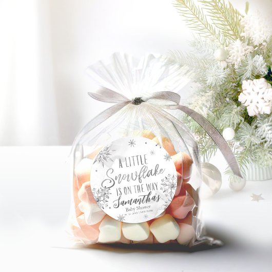 雪の結晶がベビーシャワーの途中にある ラウンドシール