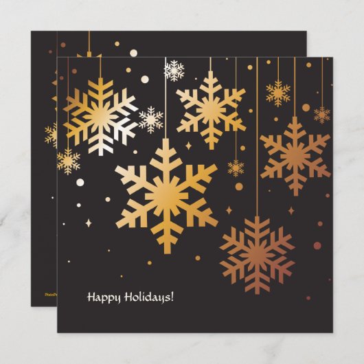 雪の結晶が丁寧に吊るされたホリデー フォト カード (正面/裏面)