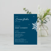 雪の結晶が少し青い 箔招待状ポストカード (立ち正面)