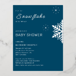 雪の結晶が少し青い 箔招待状ポストカード