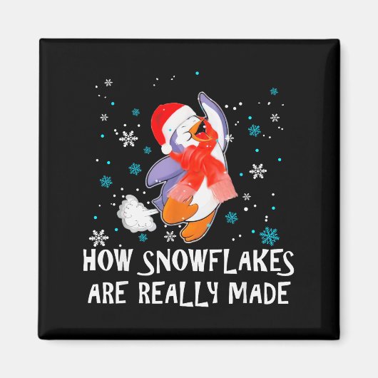 雪の結晶が本当にできるまで 雪だるま クリスマスのユーモア クリス マグネット (正面)