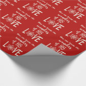 雪の結晶が添えられたクリスマスの宗教的な詩 ラッピングペーパー (角)