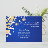 雪の結晶が漂う冬のディナーパーティー招待状 招待状 (スタンド正面)