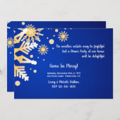 雪の結晶が漂う冬のディナーパーティー招待状 招待状 (正面/裏面)