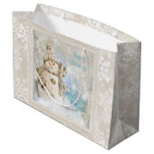 雪の結晶が美しいクリスマス雪だるま ラージペーパーバッグ (裏面アングル)