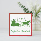 雪の結晶が舞うクラシックな馬車のそり 招待状 (スタンド正面)