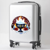 雪の結晶が舞うフェステイブルーココアカップ シール (スーツケース)