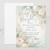 雪の結晶が舞う冬に、メリーで輝かしい ブライダルシャワーパーティー 招待状 (正面/裏面)