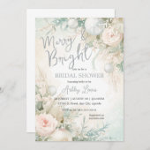 雪の結晶が舞う冬に、メリーで輝かしい ブライダルシャワー 招待状 (正面/裏面)