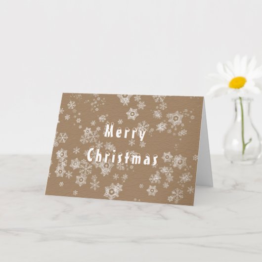 雪の結晶が落ちる冬のクリスマスカード カード (小さな植物)