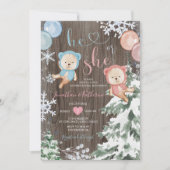 雪の結晶が見える冬のクマ 招待状 (正面)