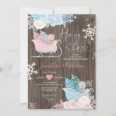 雪の結晶が見える冬のクマ 招待状 (正面)