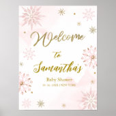 雪の結晶が赤ちゃんシャワー歓迎サインの途中にある ポスター (正面)