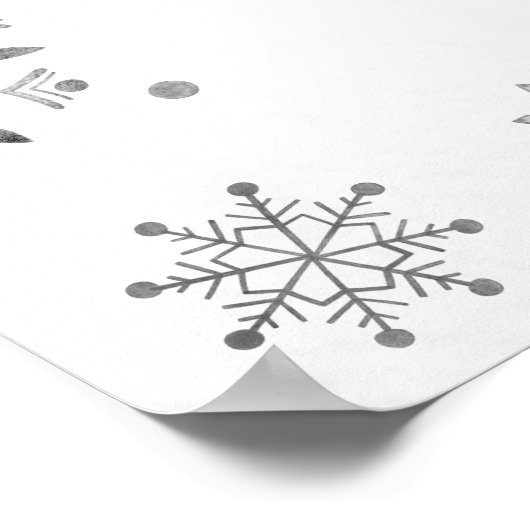 雪の結晶が赤ちゃんシャワー歓迎サインの途中にある ポスター (角)